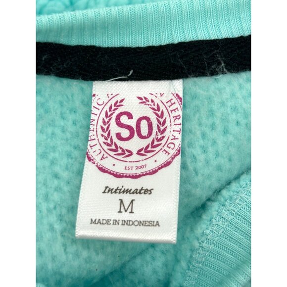 So Intimates Women’s Sweatshirt Blue Green M Sherpa Soft Cozy Casual Round Neck - Picture 5 of 13